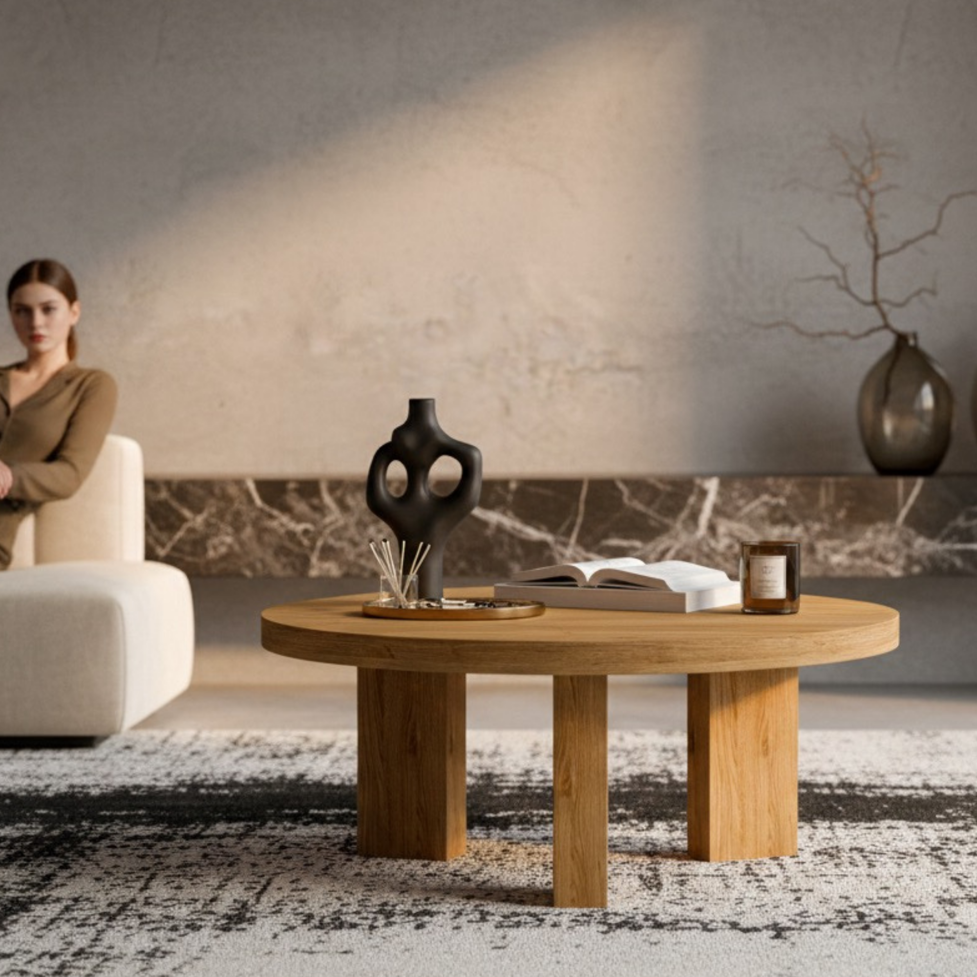 STOLIK KAWOWY z Drewna Litego Dębowego - Jesionowego STK-910